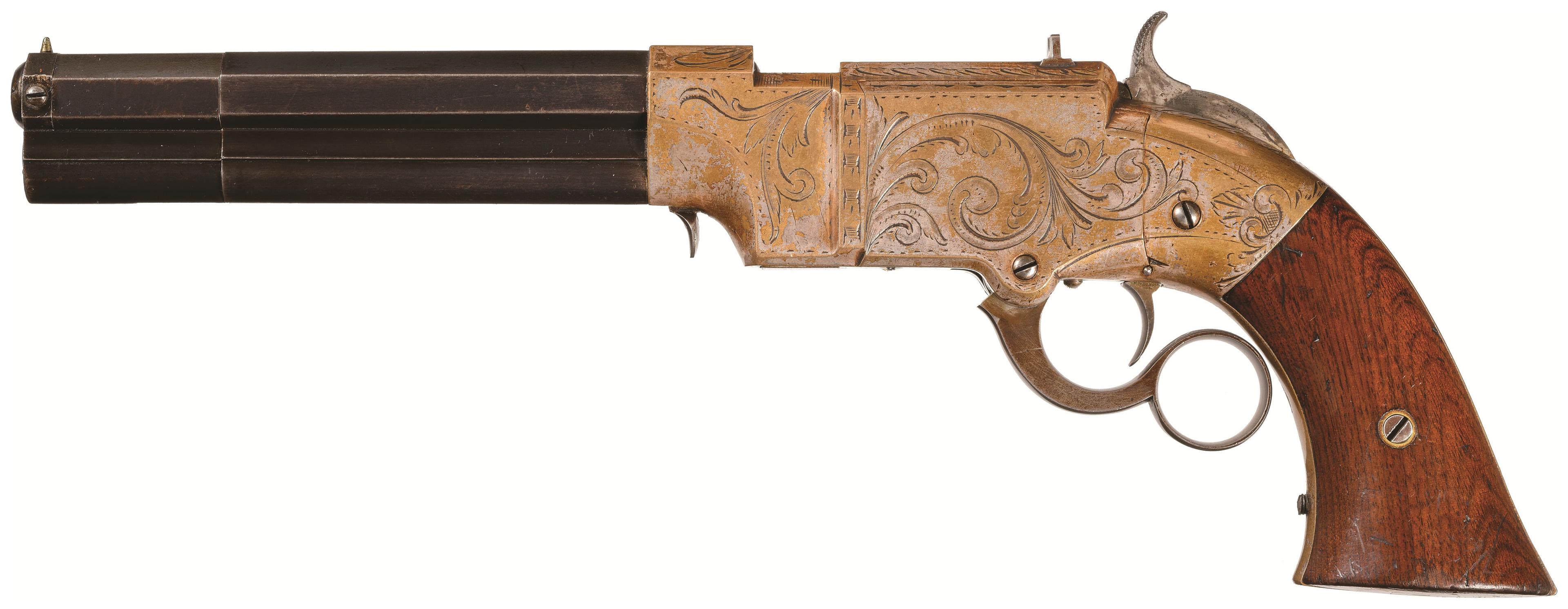 Gold Plated Factory Engraved Volcanic Lever Action Navy Pistol