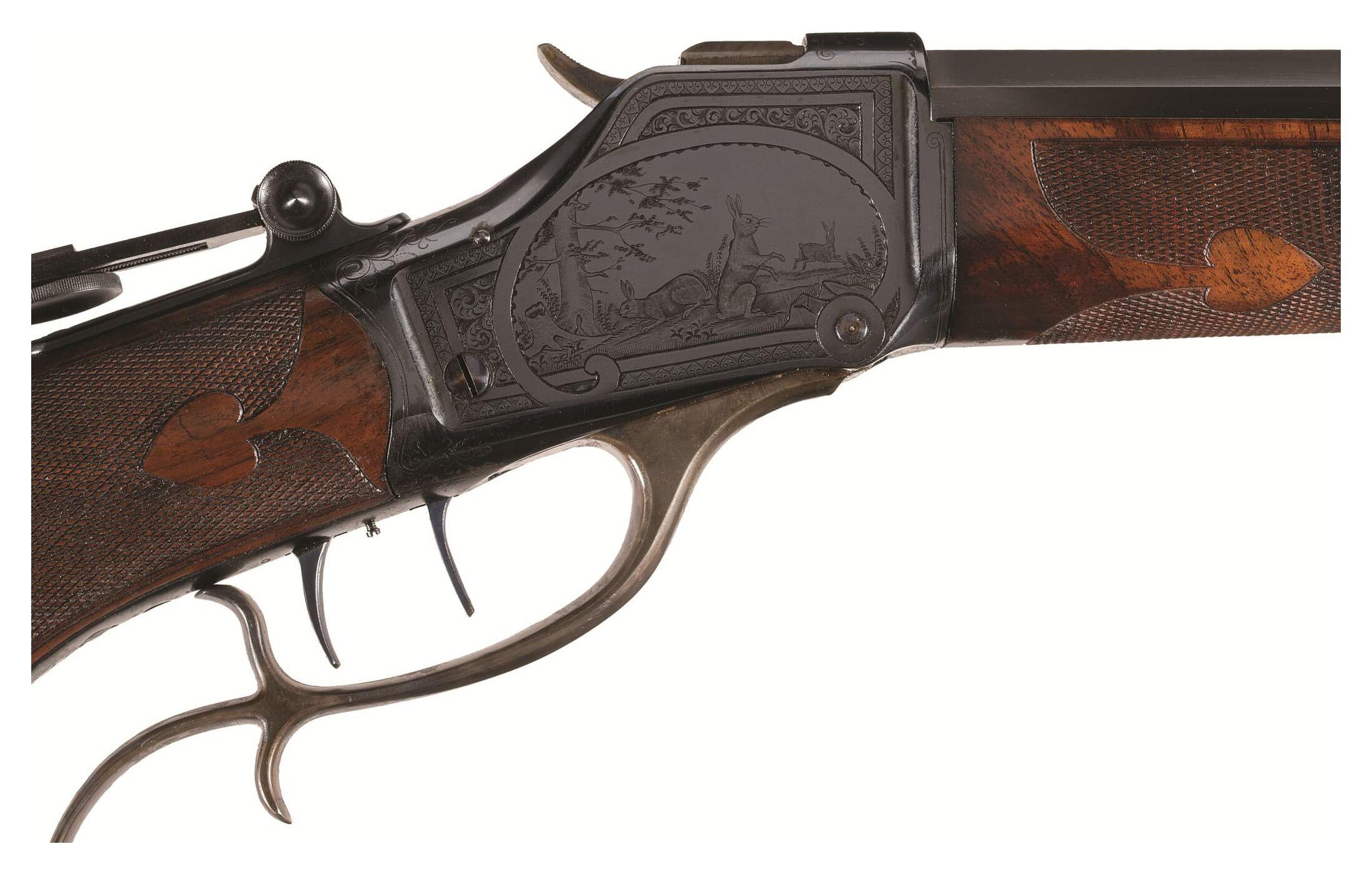 Factory Engraved Winchester Deluxe Model 1885 Rifle