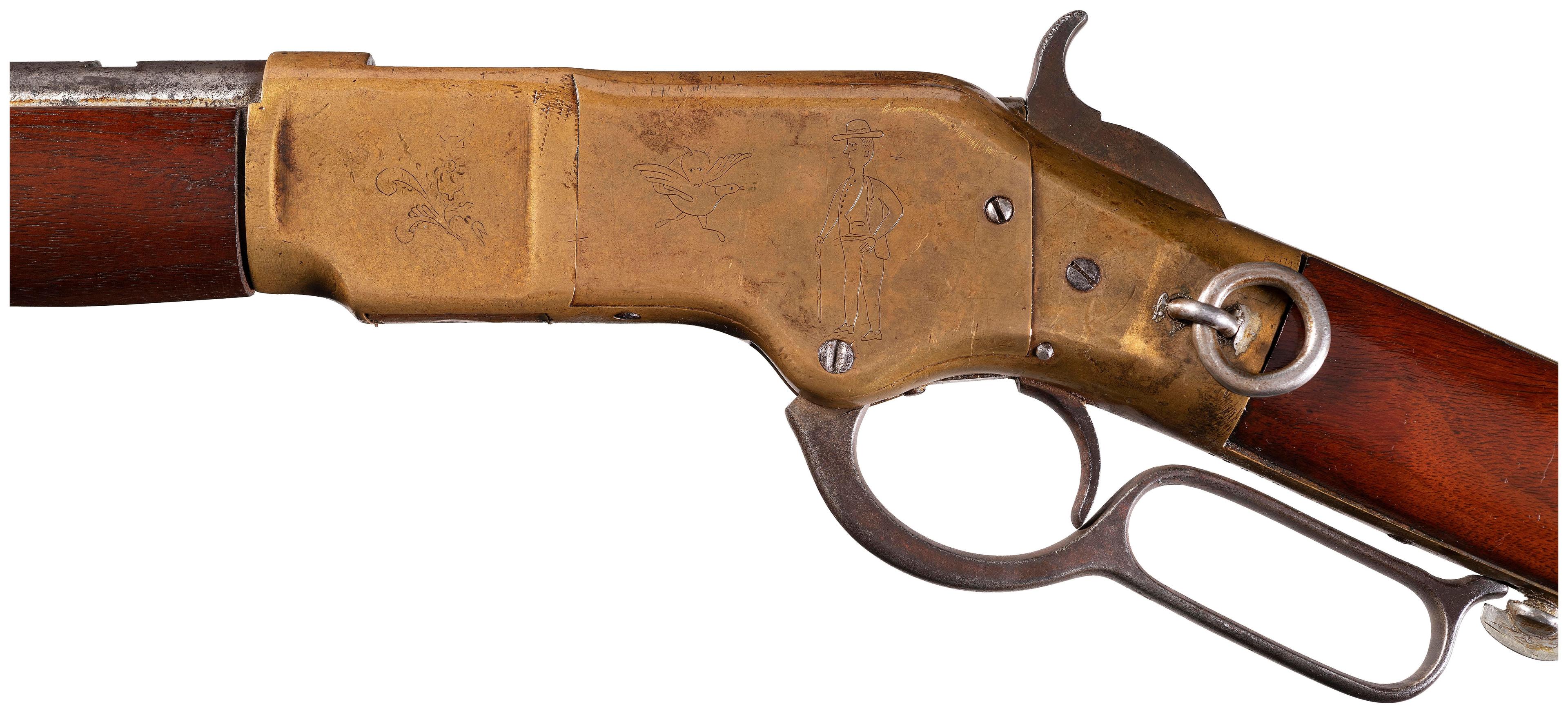 Engraved Winchester Model 1866 Lever Action Saddle Ring Carbine