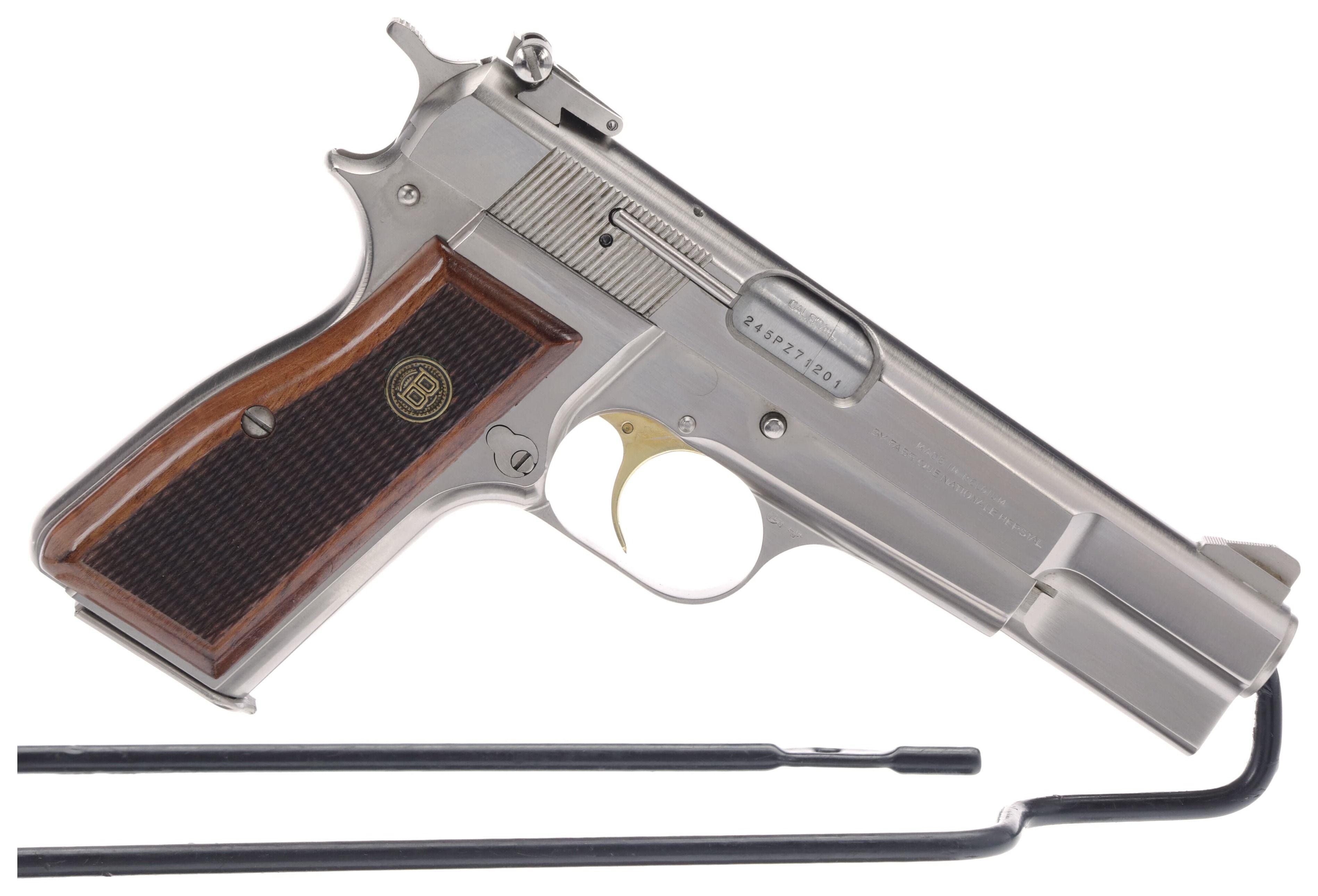 Belgian Browning High-Power Semi-Automatic Pistol with Wood Case