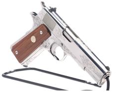 Engraved Colt Government Model Semi-Automatic Pistol with Box