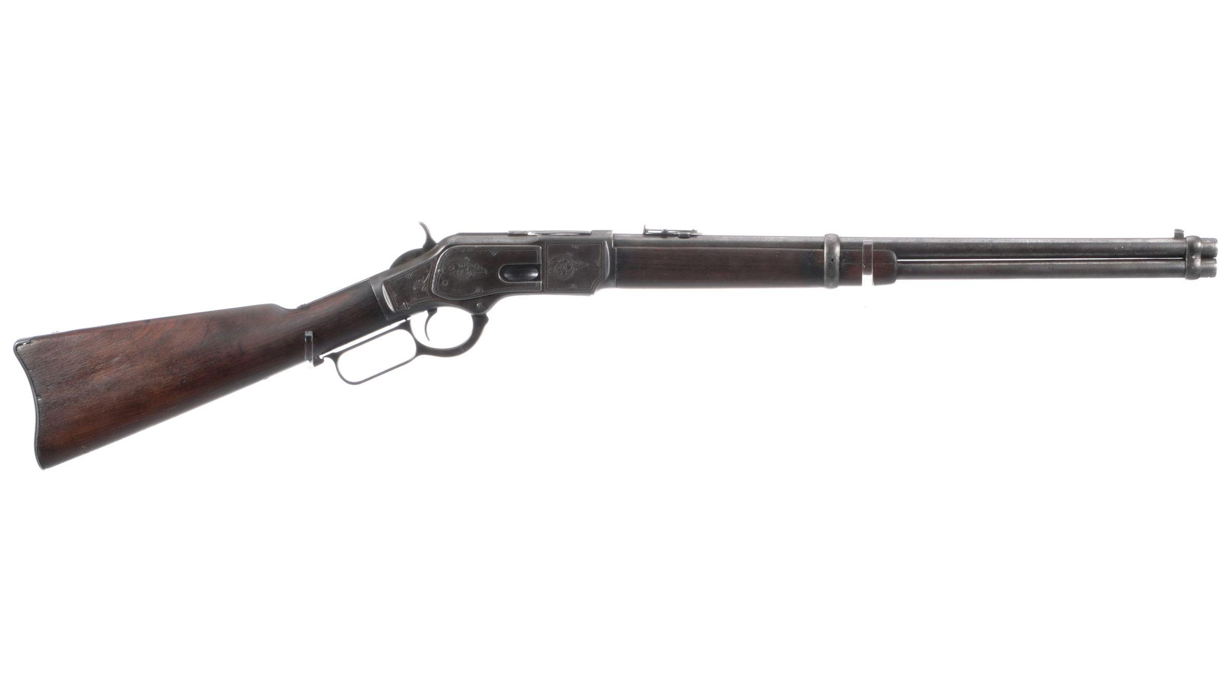 Engraved Antique Winchester Model 1873 Lever Action Carbine