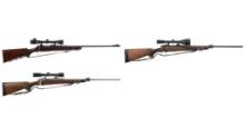 Three Remington Bolt Action Rifles with Scopes