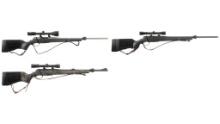 Three Steyr SBS Bolt Action Rifles with Scopes