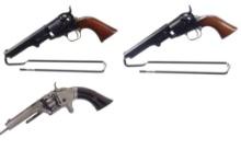 Three Antique American Revolvers