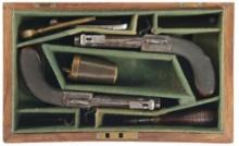 Cased Pair of British Pocket Percussion Pistols with Accessories