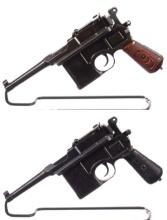 Two German C96 "Bolo" Style Broomhandle Semi-Automatic Pistols
