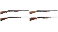 Four Winchester Model 12 Slide Action Shotguns