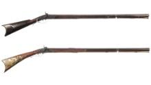 Two American Full Stock Muzzleloading Smoothbore Long Arms