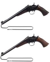 Two Remington Rolling Block Rimfire Single Shot Pistols