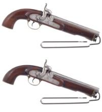 Cased Pair of Lacy & Co. Pattern 1842 Volunteer Style Pistols