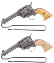 Cased Pair of Engraved Colt First Generation Single Action Army