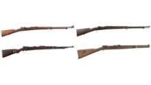 Four Mauser Pattern Military Bolt Action Long Guns