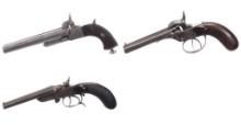 Three European Breechloading Side by Side Pistols