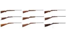 Nine Single Shot Bolt Action Rifles