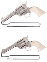 Cased Pair of Engraved Second Generation Colt SAA Revolvers