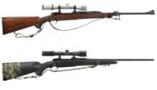 Two Ruger M77 Bolt Action Rifles with Scopes