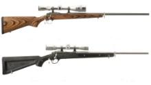 Two Ruger All-Weather 77/22 Bolt Action Rifles with Scopes