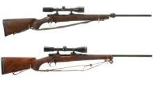 Two European Bolt Action Rifles with Scopes