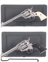 Two Ruger New Vaquero Single Action Revolvers with Cases