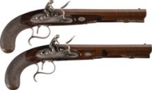 Engraved Pair of Symonds Flintlock Officer's Pistols