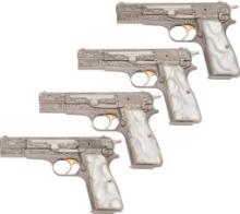 Four R. DeWil Signed Belgian Browning High-Power Pistols