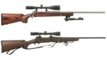 Two Savage Bolt Action Rifles with Scopes
