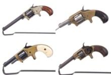 Four Antique Whitney Spur Trigger Revolvers