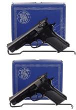 Two Smith & Wesson Model 59 Semi-Automatic Pistols with Boxes