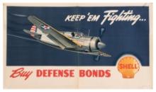 Large Early World War II "Keep 'Em Fighting" War Bonds Poster