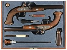 Cased Pair of Contemporary Pedersoli Flintlock Dueling Pistols