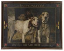 Framed Winchester Henry R. Poore "Bear Dogs" Advertising Print