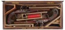 Clan Stirling Cased Silver Mounted Ketland Flintlock Pistols