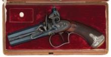 Cased Joseph Egg Over/Under Flintlock Pistol