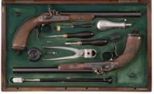 Cased Pair of Muller Percussion Target Pistols