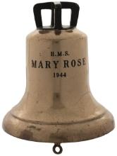 World War II H.M.S. Mary Rose 1944 Marked Brass Ship's Bell