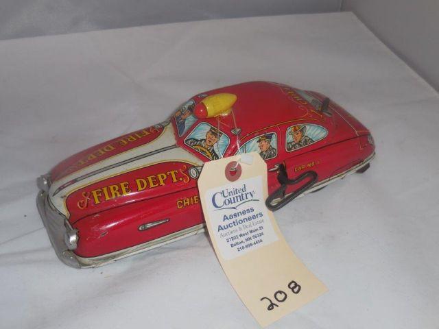 Marx Tin Wind Up Fire Chiefs Car