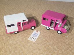 1970 mini Tonka camper and 1963 mini pink camper