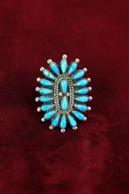 Turquoise & Silver Ring, Sz. 9