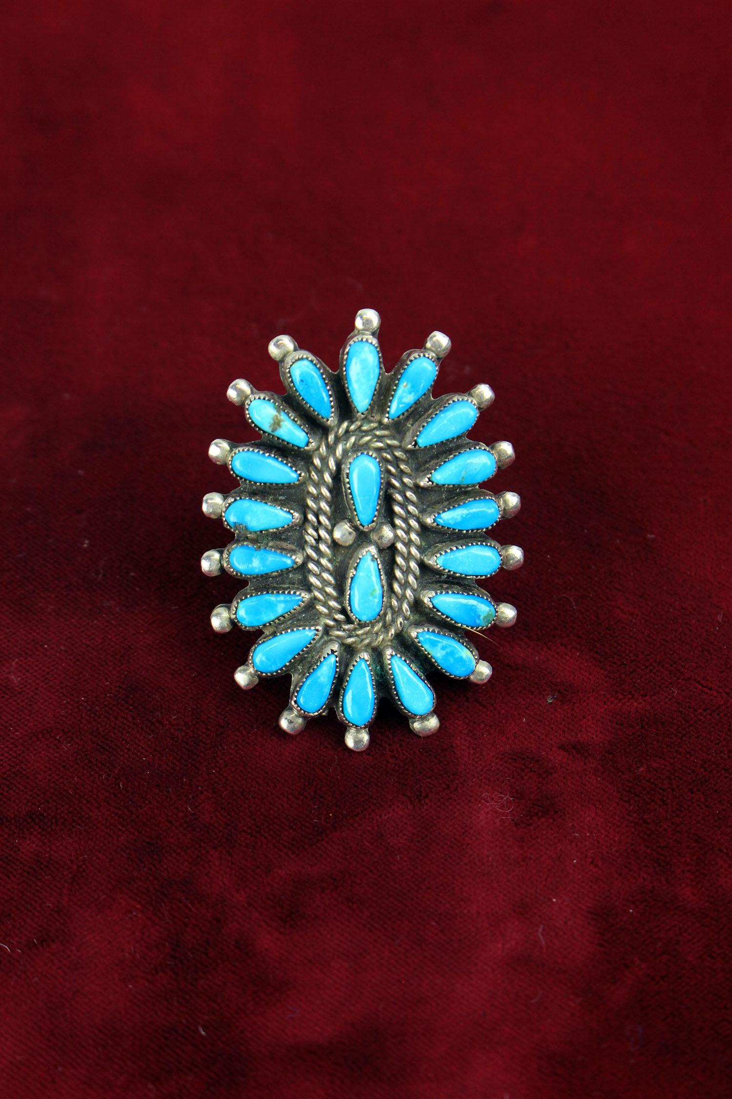 Turquoise & Silver Ring, Sz. 9