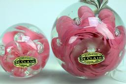 Glass Paperweights - Rose Colored