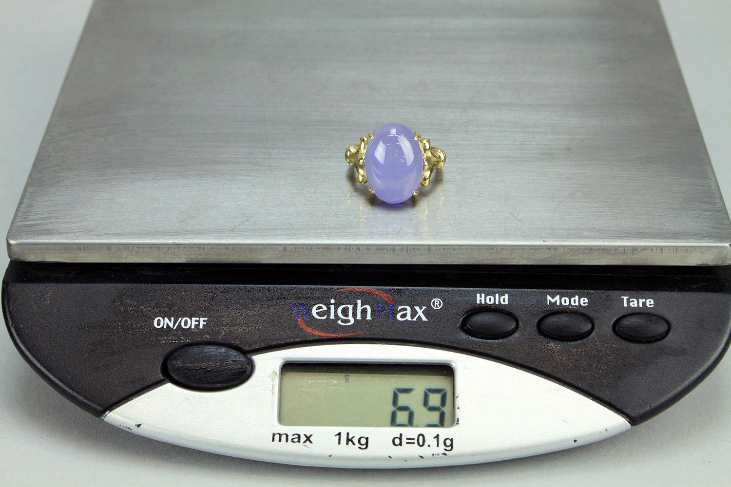 14K Gold Ring - Lavender Jade Colored Stone, Sz 8.5