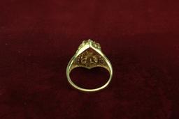 10K Gold Ladies Ring w/ Amber Colored Stone, Sz 7