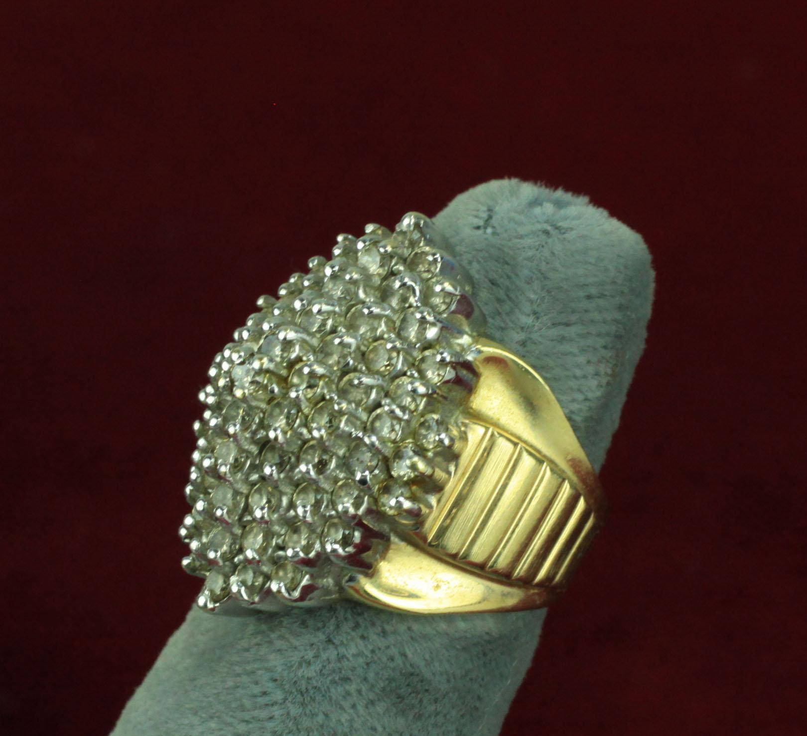 10K Gold Ladies Cocktail Ring, Sz 4.5