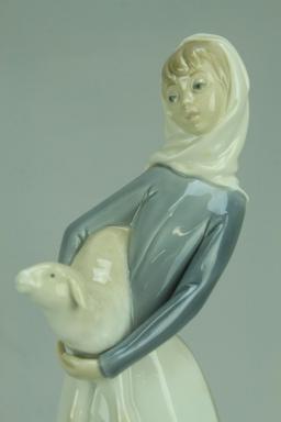 Lladro "Girl with Lamb" # 4584 Porcelain, Spain