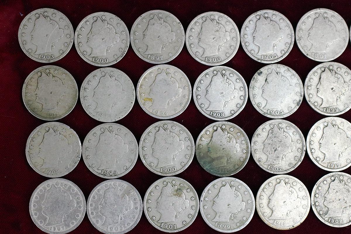 40 Liberty V Nickels, various dates