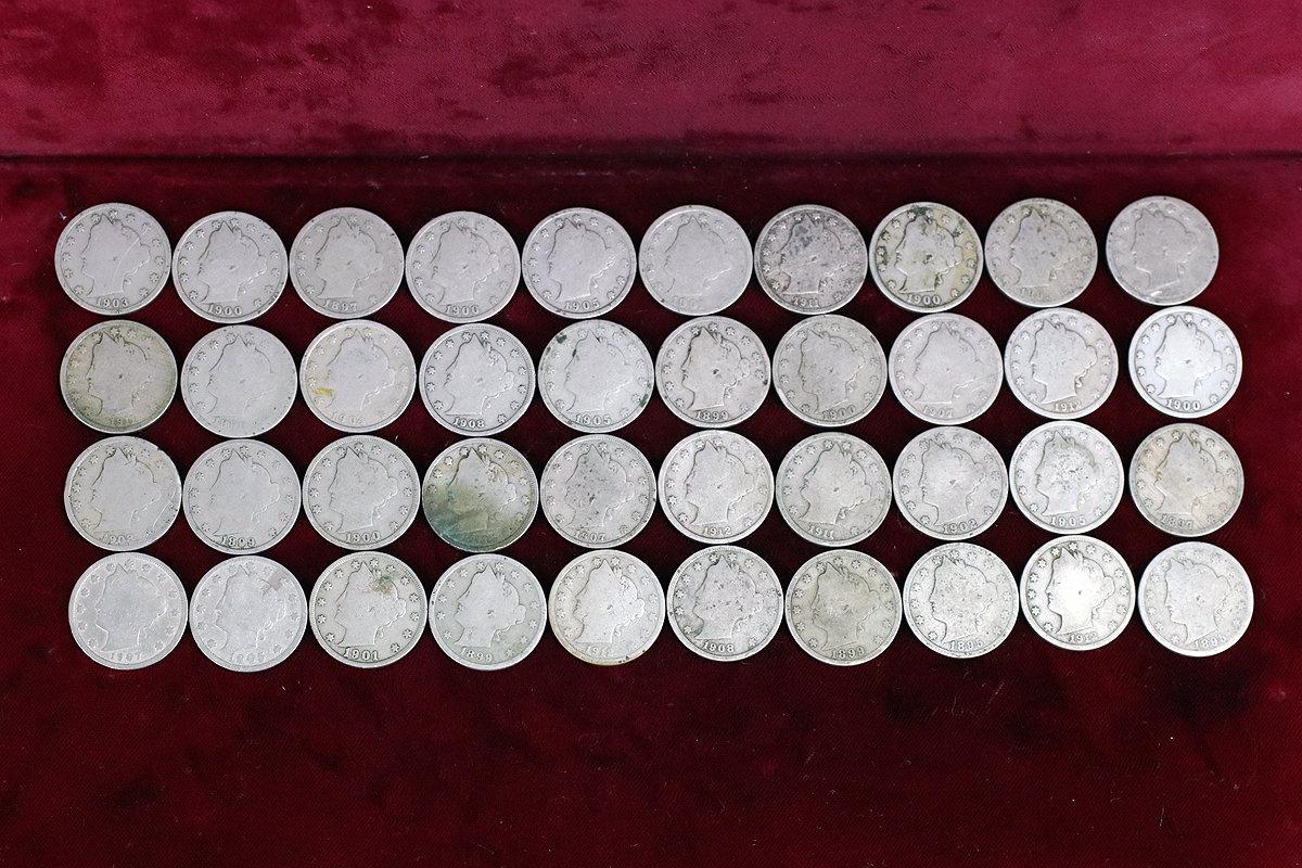 40 Liberty V Nickels, various dates