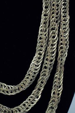 Long  Braided Silver Necklace - 72", 153.5 Grams