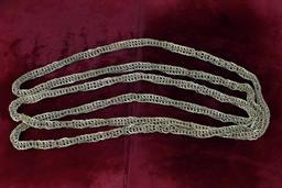 Long  Braided Silver Necklace - 72", 153.5 Grams