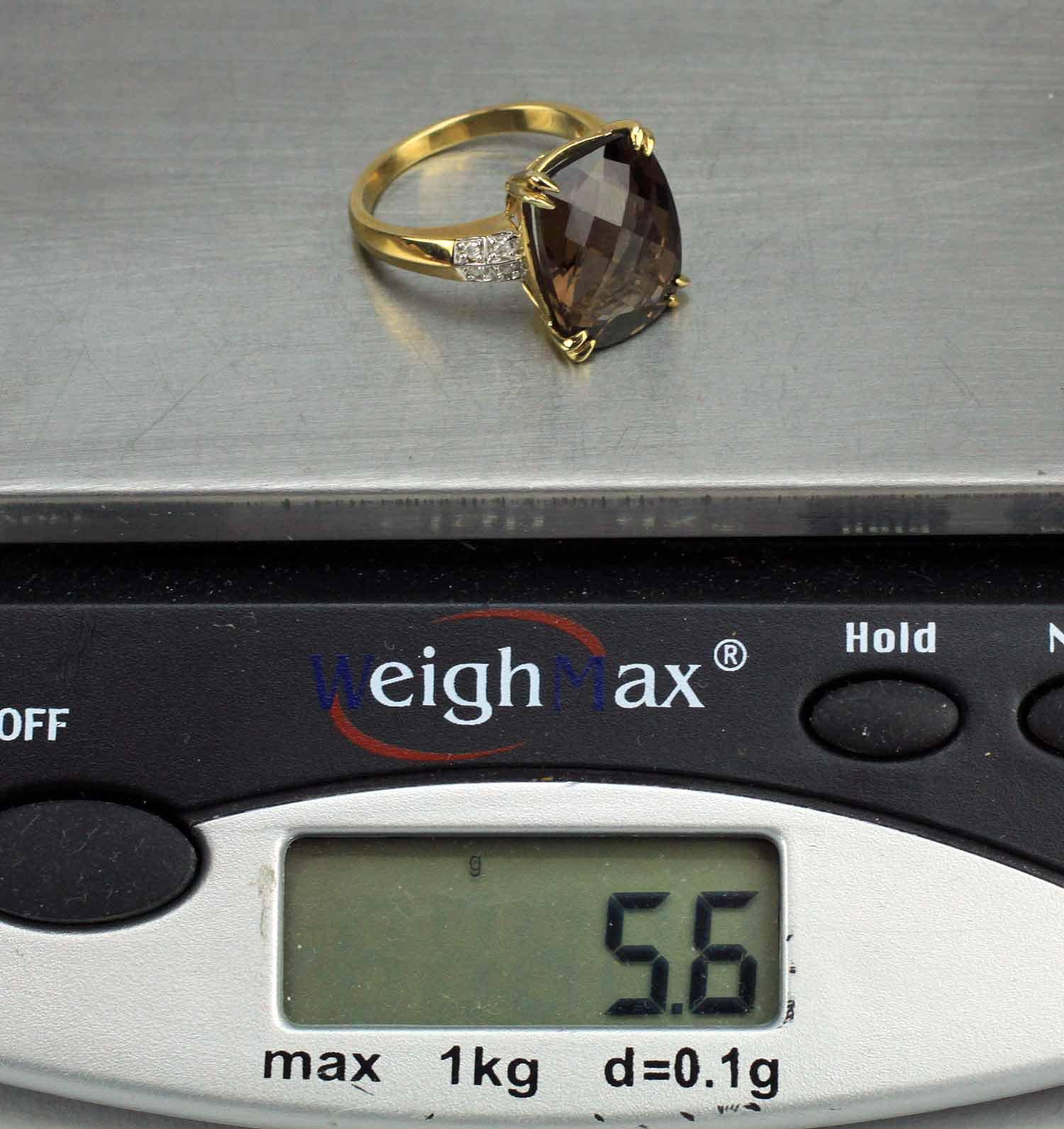 10K Gold Ring w/ Smokey Quartz Colored Stone, Sz. 8, 5.6 Grams